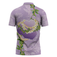 Hawaii Kauai Island Flowers Lei Zipper Polo Shirt Mokihana Lei