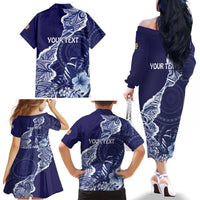 Fiji Queen Victoria School Personalised Family Matching Off The Shoulder Long Sleeve Dress and Hawaiian Shirt Masi Tapa Torn Style LT7 - Polynesian Pride