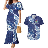 Fiji Lelean Memorial School Personalised Couples Matching Mermaid Dress and Hawaiian Shirt Korodredre Davuilevu Masi Mix Style LT7 Blue - Polynesian Pride