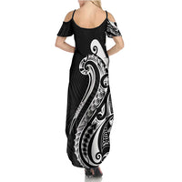 Kia Orana Cook Islands Family Matching Summer Maxi Dress and Hawaiian Shirt Kerekere Plumeria Tropical Waves LT7 - Polynesian Pride
