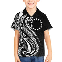 Kia Orana Cook Islands Family Matching Tank Maxi Dress and Hawaiian Shirt Kerekere Plumeria Tropical Waves LT7 Son's Shirt Black - Polynesian Pride