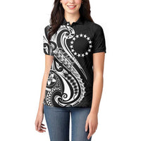 Kia Orana Cook Islands Women Polo Shirt Kerekere Plumeria Tropical Waves LT7 - Polynesian Pride