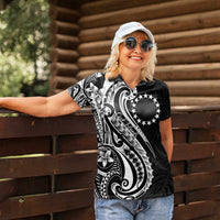 Kia Orana Cook Islands Women Polo Shirt Kerekere Plumeria Tropical Waves LT7 - Polynesian Pride