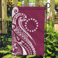 Kia Orana Cook Islands Garden Flag Maroon Plumeria Tropical Waves LT7 Garden Flag Maroon - Polynesian Pride