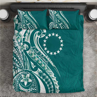 Kia Orana Cook Islands Bedding Set Teal Plumeria Tropical Waves - Polynesian Pride