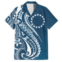 Kia Orana Cook Islands Family Matching Long Sleeve Bodycon Dress and Hawaiian Shirt Auika Plumeria Tropical Waves LT7 Dad's Shirt - Short Sleeve Navy Blue - Polynesian Pride
