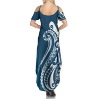 Kia Orana Cook Islands Family Matching Summer Maxi Dress and Hawaiian Shirt Auika Plumeria Tropical Waves LT7 - Polynesian Pride