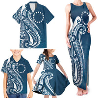 Kia Orana Cook Islands Family Matching Tank Maxi Dress and Hawaiian Shirt Auika Plumeria Tropical Waves LT7 - Polynesian Pride