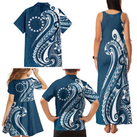 Kia Orana Cook Islands Family Matching Tank Maxi Dress and Hawaiian Shirt Auika Plumeria Tropical Waves LT7 - Polynesian Pride