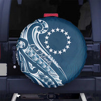 Kia Orana Cook Islands Spare Tire Cover Auika Plumeria Tropical Waves - Polynesian Pride