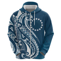 Kia Orana Cook Islands Zip Hoodie Auika Plumeria Tropical Waves - Polynesian Pride