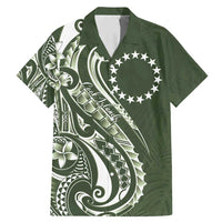 Kia Orana Cook Islands Family Matching Mermaid Dress and Hawaiian Shirt Matie Plumeria Tropical Waves LT7 Dad's Shirt - Short Sleeve Sage Green - Polynesian Pride