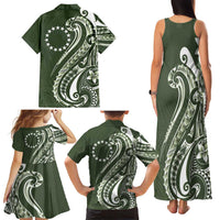 Kia Orana Cook Islands Family Matching Tank Maxi Dress and Hawaiian Shirt Matie Plumeria Tropical Waves LT7 - Polynesian Pride