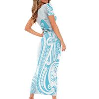 Kia Orana Cook Islands Family Matching Short Sleeve Bodycon Dress and Hawaiian Shirt Moana Plumeria Tropical Waves LT7 - Polynesian Pride
