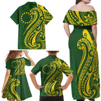 Kia Orana Cook Islands Family Matching Off Shoulder Maxi Dress and Hawaiian Shirt Plumeria Tropical Waves LT7 - Polynesian Pride