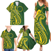 Kia Orana Cook Islands Family Matching Summer Maxi Dress and Hawaiian Shirt Plumeria Tropical Waves LT7 - Polynesian Pride