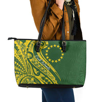 Kia Orana Cook Islands Leather Tote Bag Plumeria Tropical Waves - Polynesian Pride