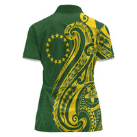 Kia Orana Cook Islands Women Polo Shirt Plumeria Tropical Waves - Polynesian Pride