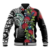 Meri Kirihimete New Zealand Baseball Jacket Tui on Pohutukawa