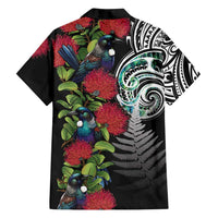 Meri Kirihimete New Zealand Family Matching Long Sleeve Bodycon Dress and Hawaiian Shirt Tui on Pohutukawa LT7 - Polynesian Pride