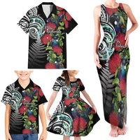 Meri Kirihimete New Zealand Family Matching Tank Maxi Dress and Hawaiian Shirt Tui on Pohutukawa LT7 - Polynesian Pride