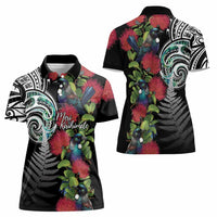 Meri Kirihimete New Zealand Women Polo Shirt Tui on Pohutukawa LT7 - Polynesian Pride