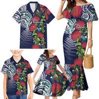 Meri Kirihimete New Zealand Family Matching Mermaid Dress and Hawaiian Shirt Tui on Pohutukawa - Blue Ver LT7 - Polynesian Pride