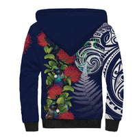 Meri Kirihimete New Zealand Sherpa Hoodie Tui on Pohutukawa - Blue Ver LT7 - Polynesian Pride