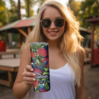 Meri Kirihimete New Zealand Skinny Tumbler Tui on Pohutukawa - Blue Ver LT7 - Polynesian Pride