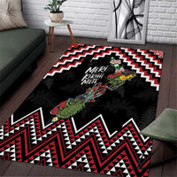New Zealand Christmas Taniko Poutama Area Rug Flora Map with Birds LT7 Red - Polynesian Pride