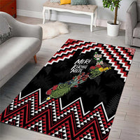 New Zealand Christmas Taniko Poutama Area Rug Flora Map with Birds LT7 - Polynesian Pride