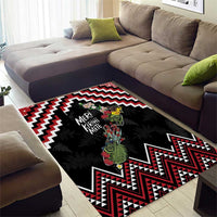 New Zealand Christmas Taniko Poutama Area Rug Flora Map with Birds LT7 - Polynesian Pride