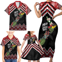 New Zealand Christmas Taniko Poutama Family Matching Short Sleeve Bodycon Dress and Hawaiian Shirt Flora Map with Birds LT7 - Polynesian Pride