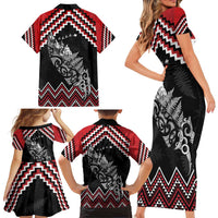 New Zealand Christmas Taniko Poutama Family Matching Short Sleeve Bodycon Dress and Hawaiian Shirt Mountainscape Maori Fern LT7 - Polynesian Pride
