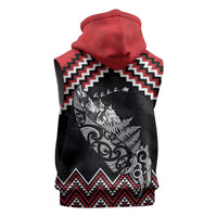 New Zealand Christmas Taniko Poutama Sleeveless Zip Hoodie Mountainscape Maori Fern LT7 - Polynesian Pride