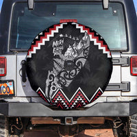 New Zealand Christmas Taniko Poutama Spare Tire Cover Mountainscape Maori Fern LT7 Black - Polynesian Pride