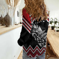 New Zealand Christmas Taniko Poutama Women Casual Shirt Mountainscape Maori Fern LT7 - Polynesian Pride
