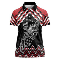 New Zealand Christmas Taniko Poutama Women Polo Shirt Mountainscape Maori Fern LT7 Female Black - Polynesian Pride