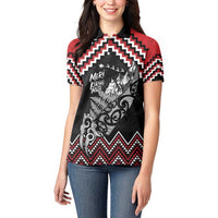 New Zealand Christmas Taniko Poutama Women Polo Shirt Mountainscape Maori Fern LT7 - Polynesian Pride