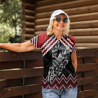 New Zealand Christmas Taniko Poutama Women Polo Shirt Mountainscape Maori Fern LT7 - Polynesian Pride