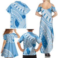 Bula Fiji Classic Masi Tapa Family Matching Summer Maxi Dress and Hawaiian Shirt Turquoise LT7 - Polynesian Pride
