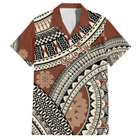 Bula Fiji Classic Masi Tapa Family Matching Summer Maxi Dress and Hawaiian Shirt Vintage Brown LT7 Dad's Shirt - Short Sleeve Brown - Polynesian Pride