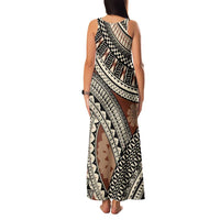 Bula Fiji Classic Masi Tapa Family Matching Tank Maxi Dress and Hawaiian Shirt Vintage Brown LT7 - Polynesian Pride