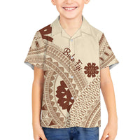 Bula Fiji Classic Masi Tapa Family Matching Off The Shoulder Long Sleeve Dress and Hawaiian Shirt Vintage Beige LT7 Son's Shirt Beige - Polynesian Pride