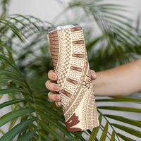 Bula Fiji Classic Masi Tapa Skinny Tumbler Vintage Beige - Polynesian Pride