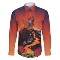 Hawaii Kilauea Volcano Family Matching Off The Shoulder Long Sleeve Dress and Hawaiian Shirt Pele Goddess LT7 Dad's Shirt - Long Sleeve Colorful - Polynesian Pride