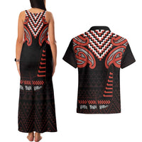 Maori Waitangi Couples Matching Tank Maxi Dress and Hawaiian Shirt Kotahitanga Poutama Mix Whakairo LT7 - Polynesian Pride