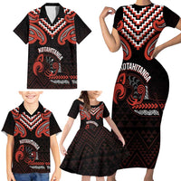 Maori Waitangi Family Matching Short Sleeve Bodycon Dress and Hawaiian Shirt Kotahitanga Poutama Mix Whakairo LT7 - Polynesian Pride