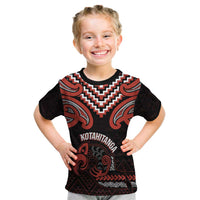 Maori Waitangi Kid T Shirt Kotahitanga Poutama Mix Whakairo LT7 Black - Polynesian Pride