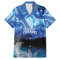 NZ Maori Matariki Scenery Family Matching Off Shoulder Short Dress and Hawaiian Shirt Galaxy Sky
